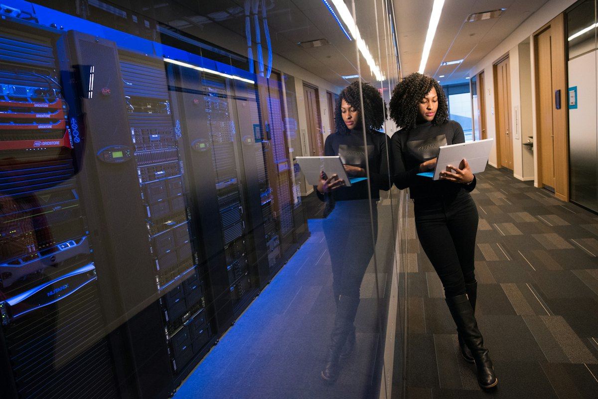 Engineer working in a data centre